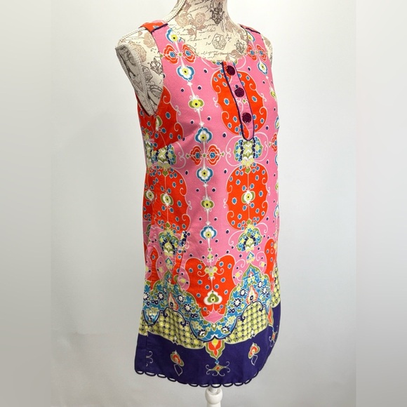 MAEVE for ANTHROPOLOGIE Red and Pink ORAVA mod floral shift dress size 4 - Picture 8 of 16